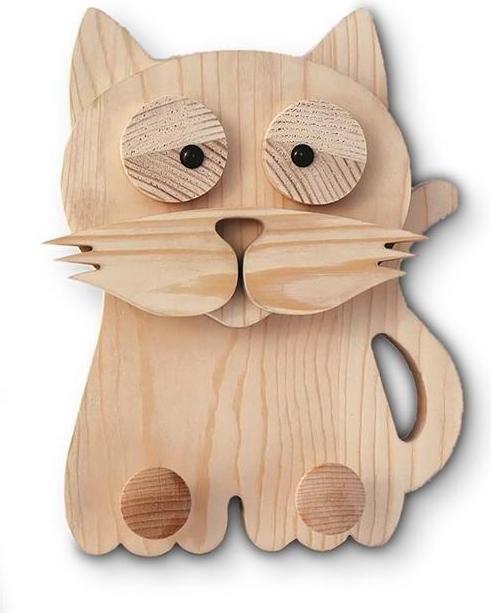 Luka Zajc Design CAT-3980134 - Animal Kingdom Patère en bois Chat