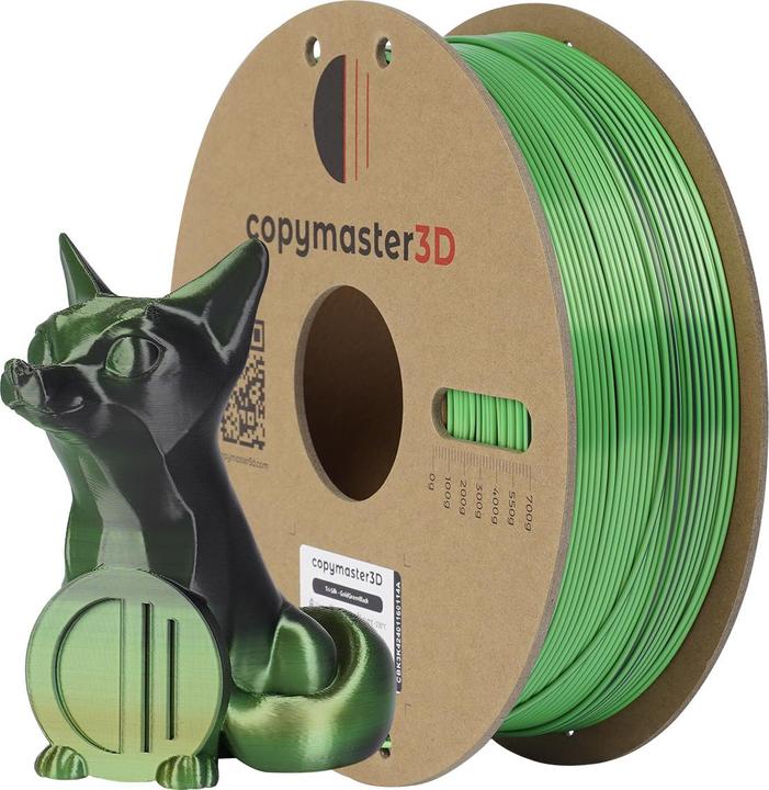 Actual product image Copymaster3D Tri-Silk 3D printer filament, 1.75 mm, gold/green/black (1.75 mm, 1000 g)
