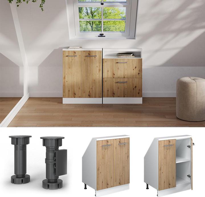 Produktbild Vichy Dachschrägenschrank Rion, Artisan Eiche/Weiss/Weiss, mit 2 Türen (46 x 46 x 81.60 cm)