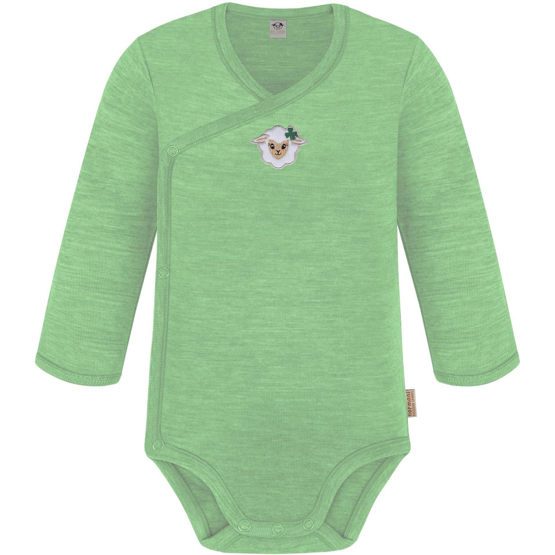 Normani, Herren, Body, Baby Merino Wickelbody Langarm "Kaitaia" - 9327, Grün, (74)