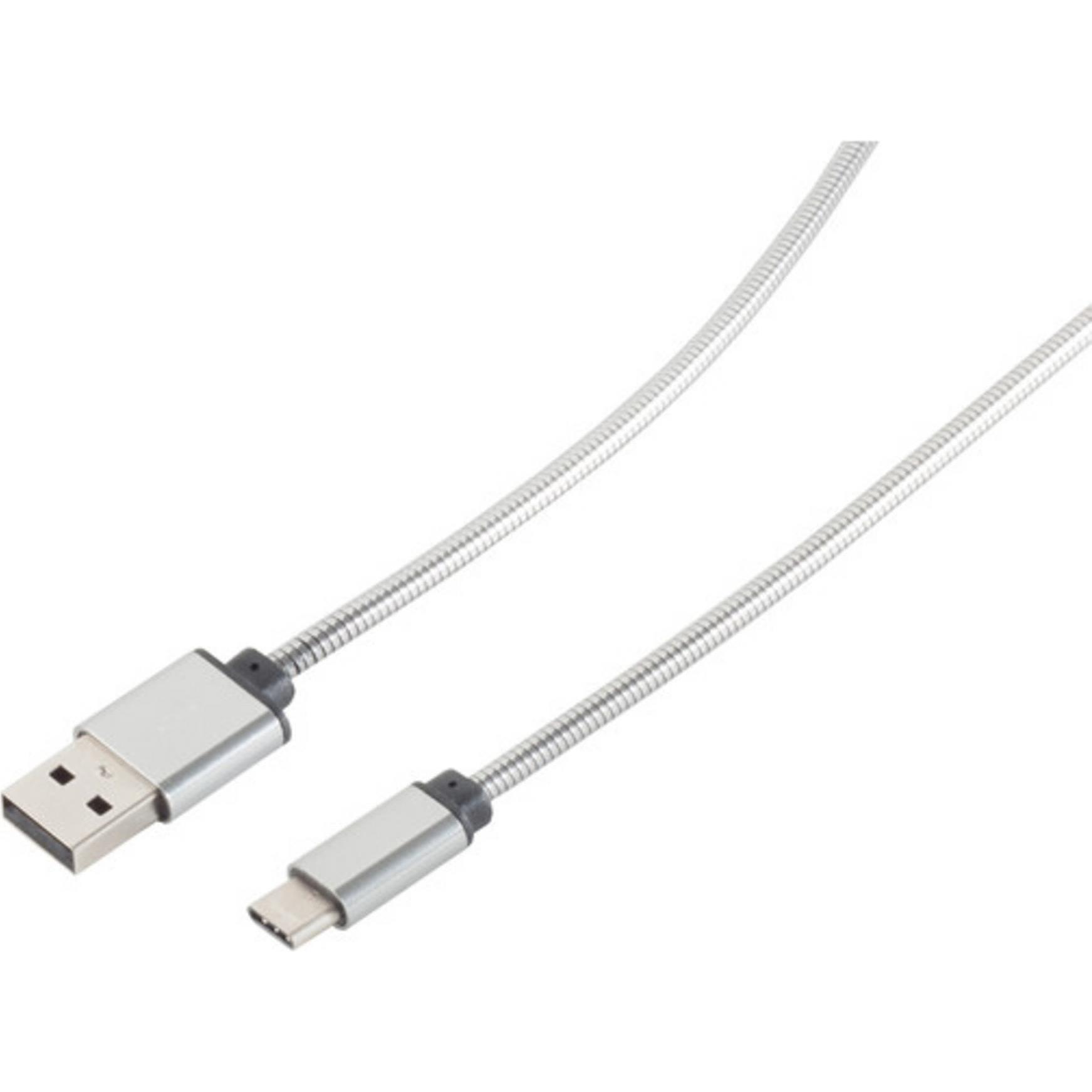 Shiverpeaks USB Lade-Sycn Kabel USB A-ST auf USB 3.1 C-ST silber 1,0m (1 m, USB 2.0), USB Kabel