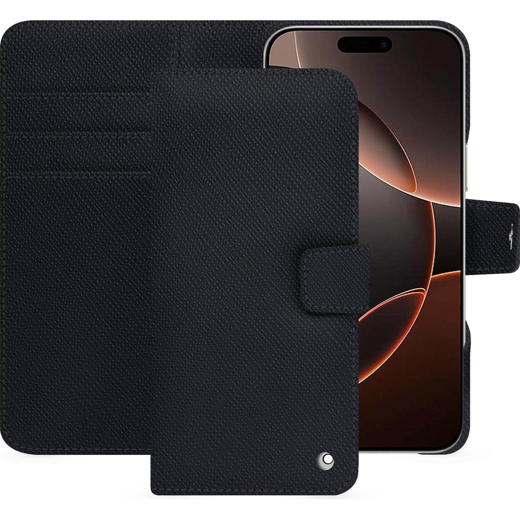 Noreve Lederschutzhülle Apple iPhone 16 Pro (Apple iPhone 16 Pro), Smartphone Hülle, Schwarz