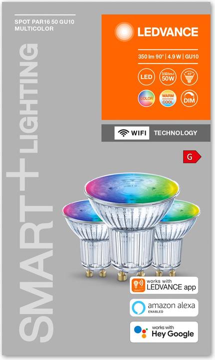 Productafbeelding Ledvance Smart Spot RGBW (GU10, 350 lm, 3 x)