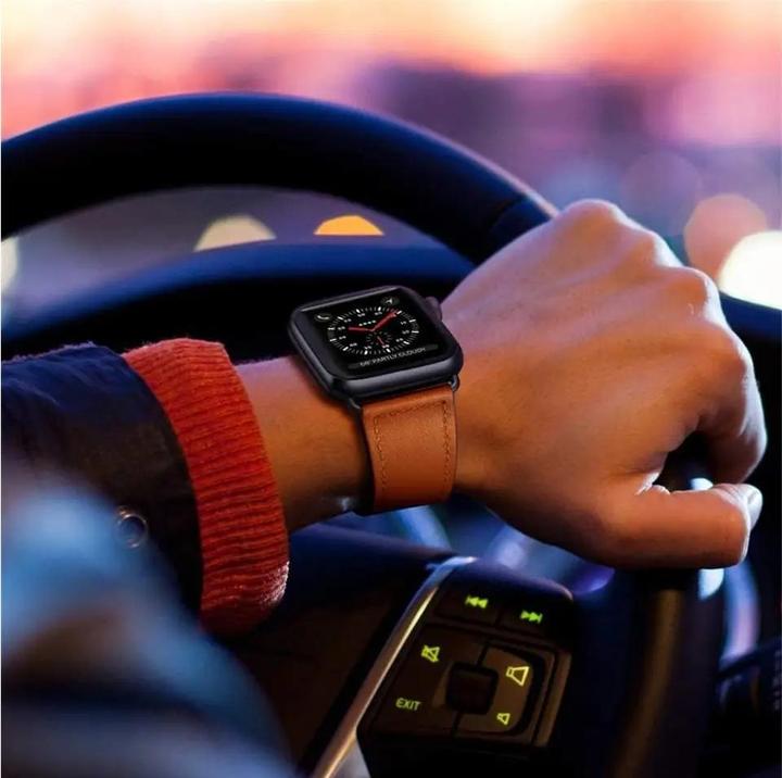 Actual product image G-Case Apple Watch Leather Strap brown cognac 42mm 44mm 45mm (Vegan Leather)