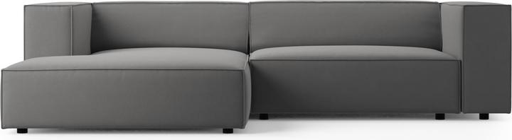 Actual product image Cosmopolitan Design Velvet Left Corner Sofa, "Arendal", 3 Seats, Warm grey, 224x166x70 Made in Europe (3-seater, Corner sofa)
