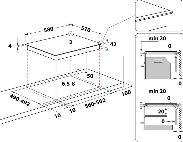 Produktbild Whirlpool AKT 8130 BA Kochfeld Integriert Keramik 4 Zone(n)