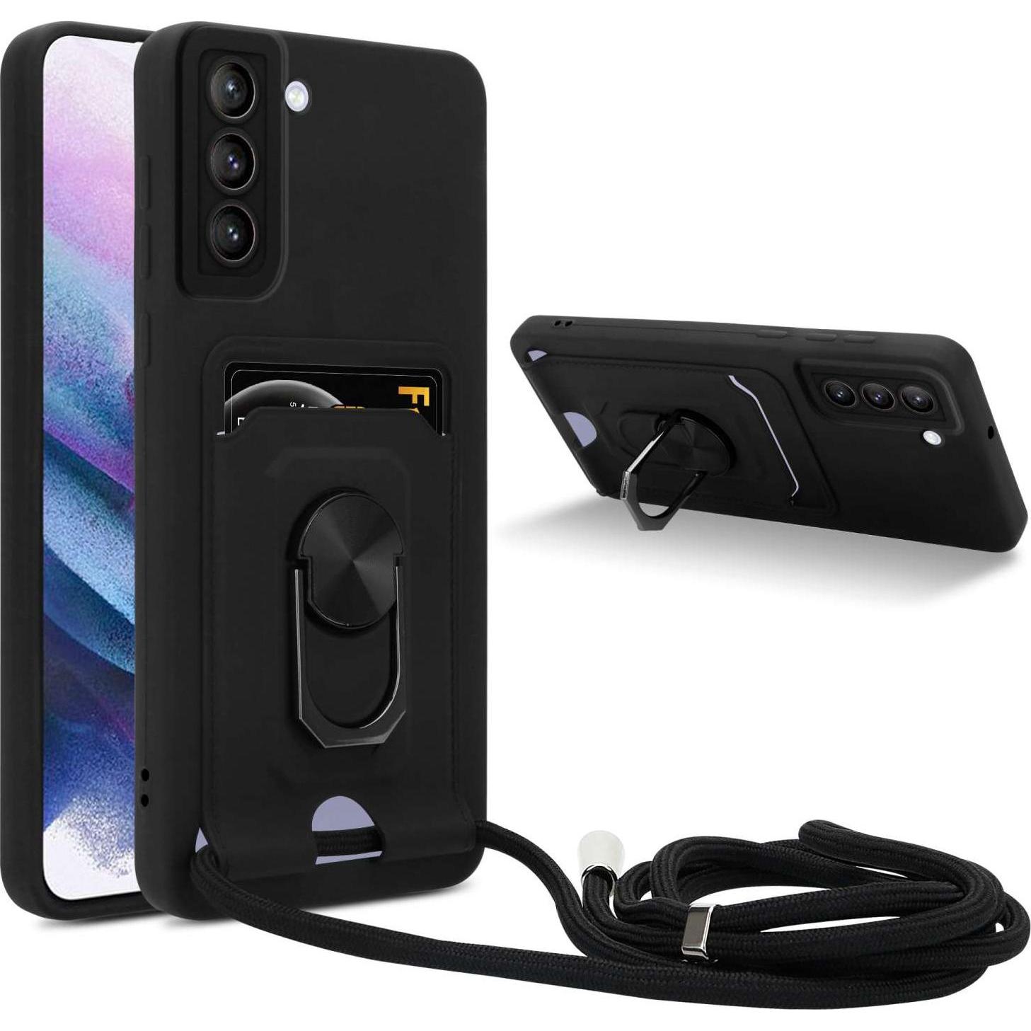 Cadorabo Handykette für Samsung Galaxy S21 PLUS mit Standfunktion, Handykette, Schwarz