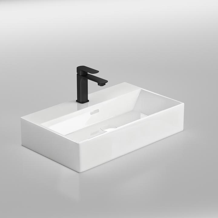 Produktbild Emke Aufsatzwaschbecken Keramik Waschbecken Eckiger Hängewaschbecken Waschtisch, Modernes Design für (360 mm, 600 mm)