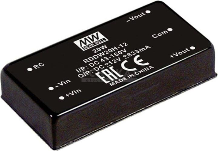 Actual product image MeanWell DC/DC converter modules RDDW20 series DIP/DIL x1 Case Dual Output 1 Railway