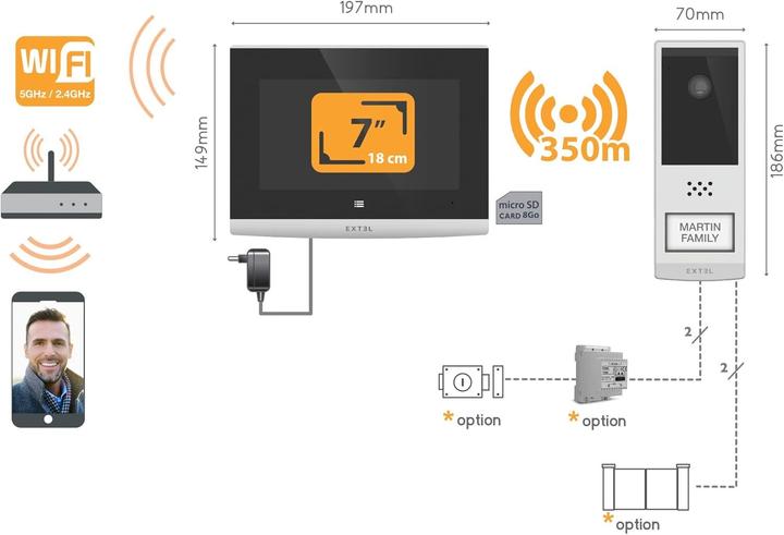 Image du produit Extel Wave 2 draadloze Wi-Fi intercom met camera + 7 inch scherm
