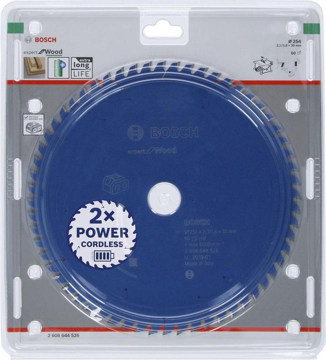 Produktbild Bosch Professional Zubehör Akku-Kreissägeblatt Expert for Wood, 254 x 2,1/1,6 x 30, 60 Zähne