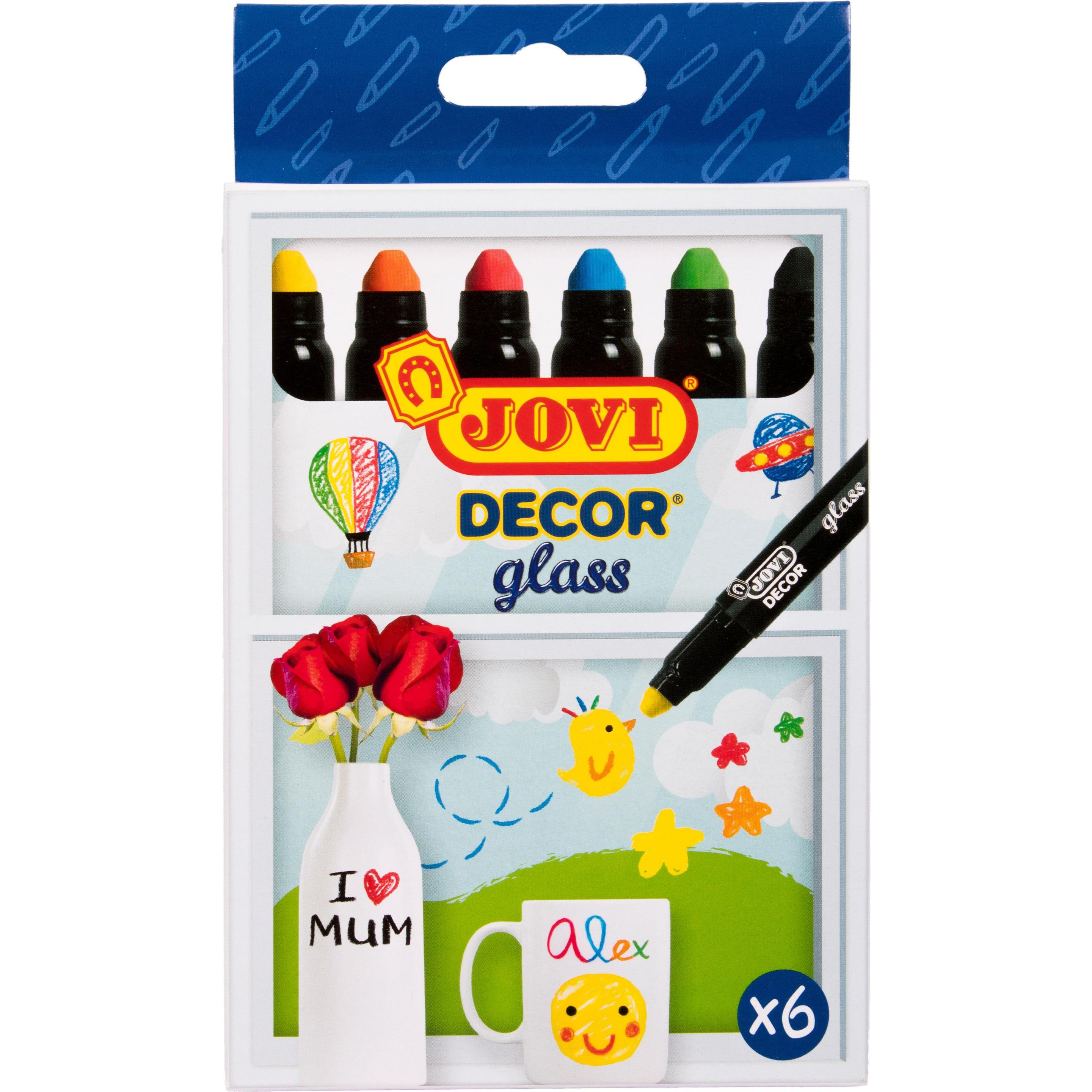 Jovi, Malstifte, Wachsmalstifte Jovidecor glass VE=6 Stück sortiert (6 Farben, 6 x)
