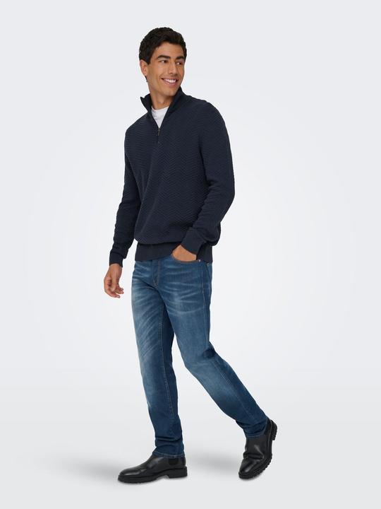 Produktbild Only & Sons Onsmace Reg 12 Herringbon Half Zip Knit (S)