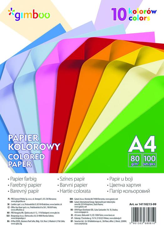 Image du produit Gimboo Papier tonique, a4, 100 feuilles, 80 g/m?, 10 couleurs fluo (80 g/m², 100x)