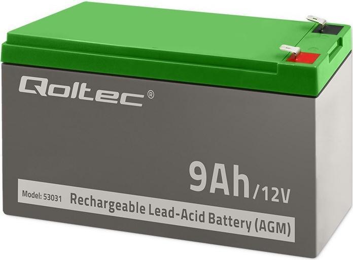 Image du produit Qoltec 53031 AGM battery| 12V| 9Ah| max 135A - Batterie - 9.000 mAh (12 V, 9 Ah)