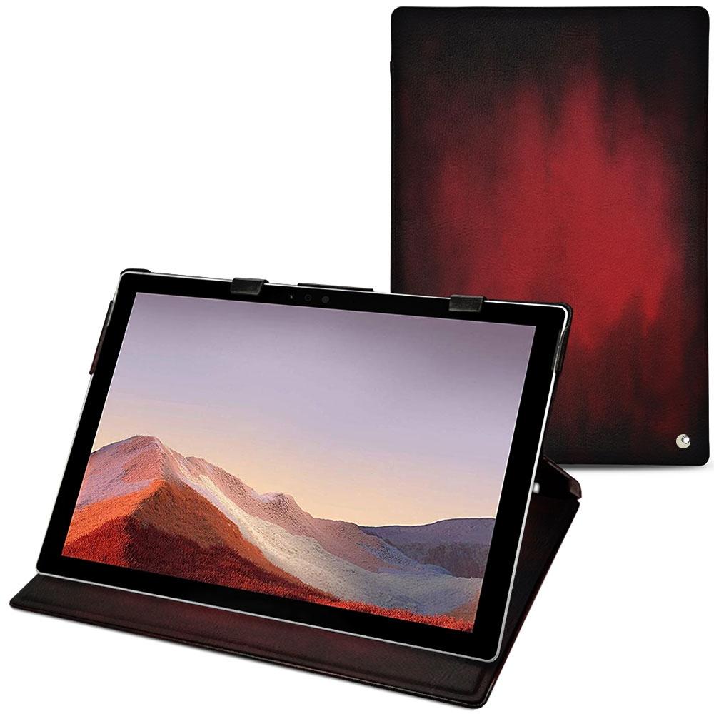 Noreve Lederschutzhülle vertikal (Microsoft Surface Pro 7), Tablet Hülle, Rot