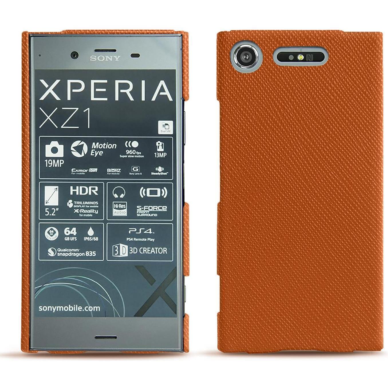 Noreve Lederschutzhülle (Sony Xperia XZ1), Smartphone Hülle, Orange