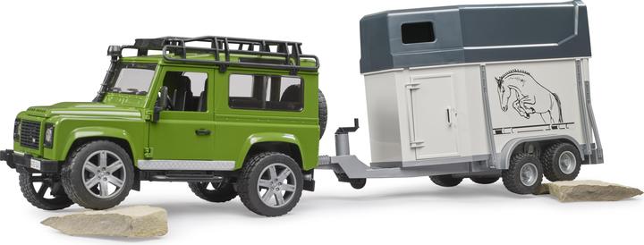 Productafbeelding Bruder Land Rover Defender met paardentrailer