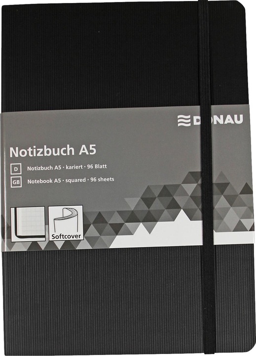 Image du produit Donau Carnet de notes A5 quadrillé 192 pages imitation cuir noir (A5, Quadrillé)