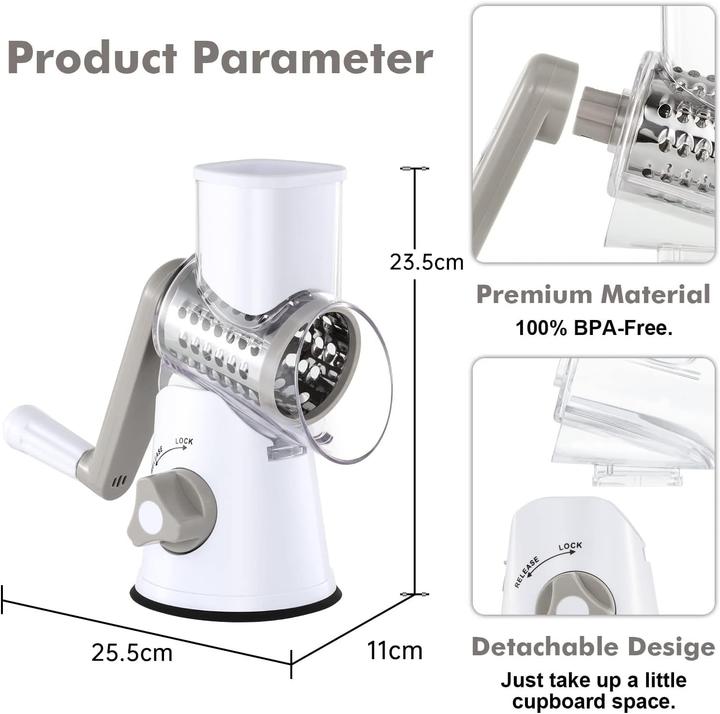 Image du produit Wuciray Trommelreibe mit 3 Trommelblättern
