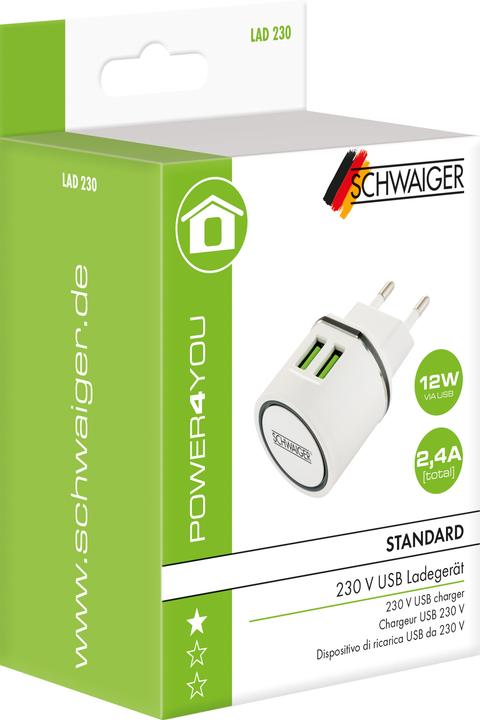 Produktbild Schwaiger 2x USB 230 -
