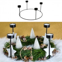 Cepewa Teelichthalter Adventskranz DIY, schwarz, ca. 33x1