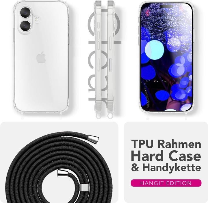 Produktbild Nalia Cover "Hangit" - Klare Hülle mit Band zum Umhängen, 160cm Handy Kette - Wearable Phone Case