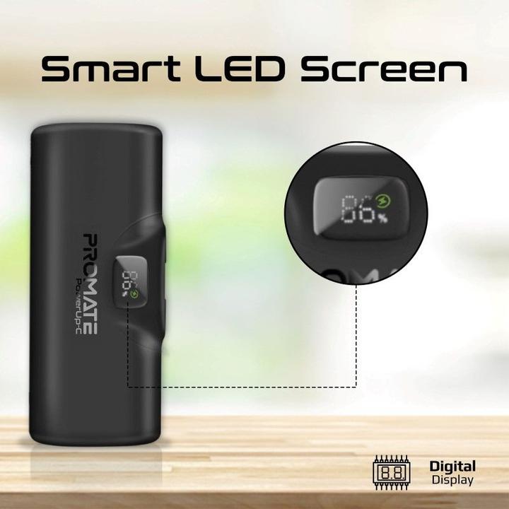 Actual product image ProMate PowerUp-C 5000mAh Mini Powerbank Black (5000 mAh, 18.50 Wh)