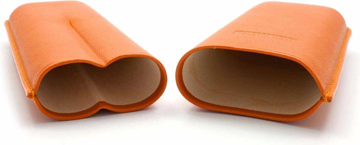 Actual product image Martin Wess *2s cigar case 571 Saffiano Gigante Orange