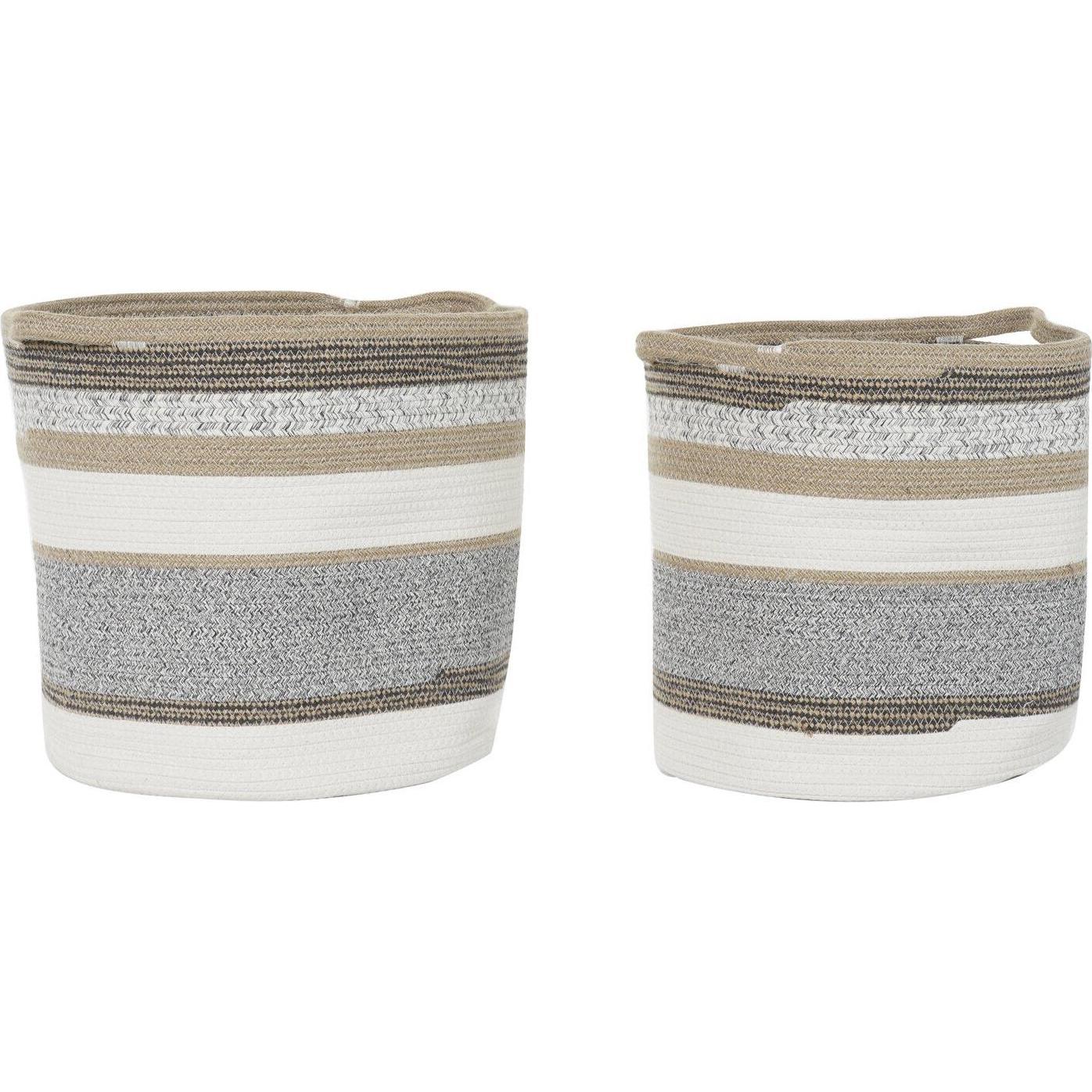 DKD Home Decor, Cesta, Basket set Cotton Jute (40 x 40 x 40 cm)