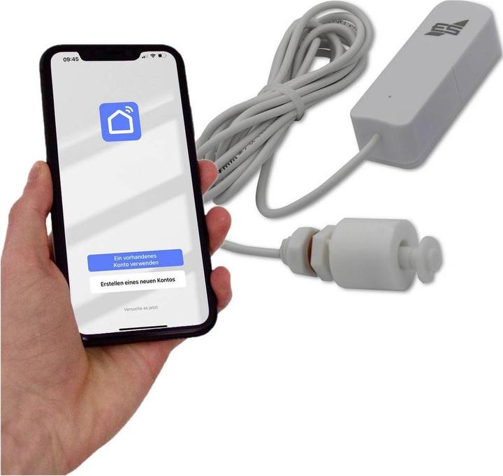 Actual product image Schabus 200150 Water detector with app control, with float switch battery-operated