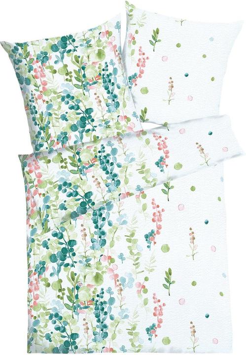 Image du produit Traumschlaf Parure de lit en seersucker Inaya vert (Set de linge de lit, 160x210 cm + 65x100 cm)