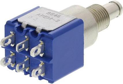 Actual product image APEM DPDT latching pushbutton switch