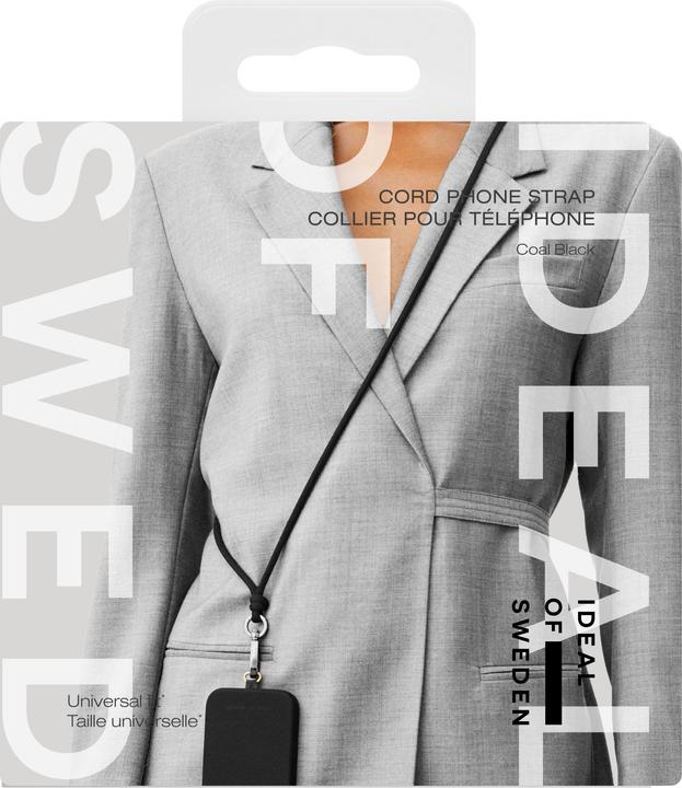 Actual product image iDeal Of Sweden for all cases with central charging connector Cord Phone Strap Coal Black