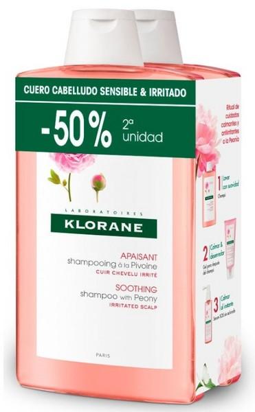 Produktbild Klorane LA PEONÍA BIO Calm Soothing Shampoo Duo 2 x 400 ml (800 ml, Flüssiges Shampoo)