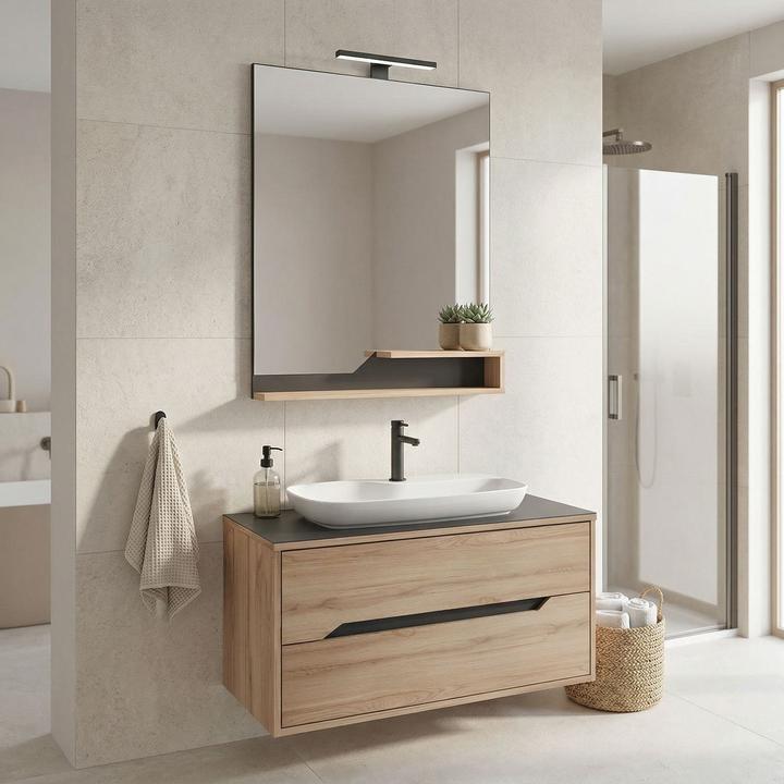 Produktbild Homitis Galia 100 v2 Bathroom Cabinet With Sink & Mirror Set (2 Pieces)