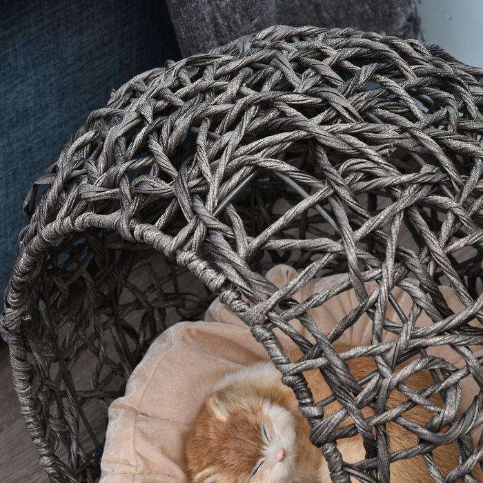 Immagine prodotto Swisshandel24 Casetta per gatti in rattan con cuscini Zona notte per gatti Grotta per gatti con piedini rialzati (Gatto)