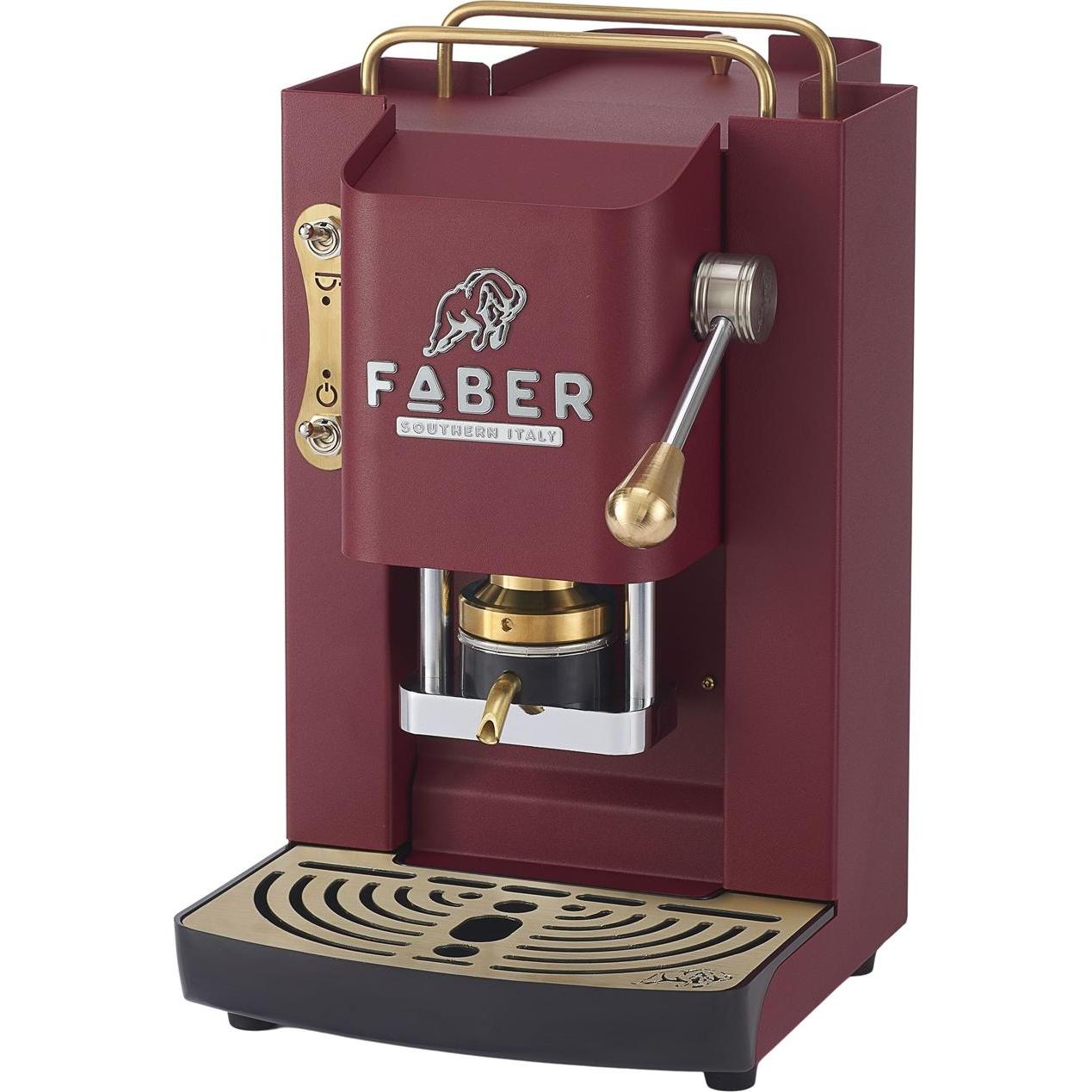 Faber Pro Deluxe Cherry Red Messing, Macchina da caffè a capsule, Oro, Rosso