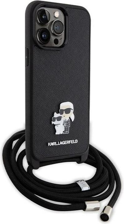 Productafbeelding Karl Lagerfeld KLHCP14XSAKCPSK iPhone 14 Pro Max 6,7" hardcase czarny/zwart Crossbody Saffiano Metaal (Apple iPhone 14 Pro Max)