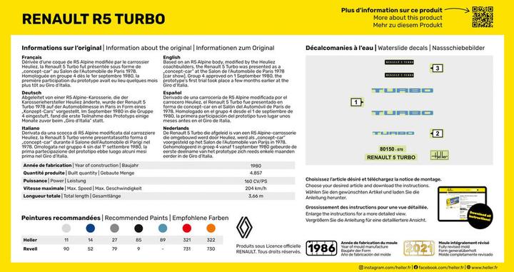 Nährwerte und Zutaten Heller STARTER KIT Renault R5 Turbo