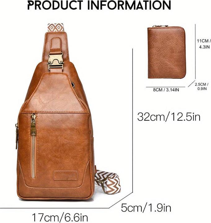 Produktbild Only-Bags.Store Leder Umhängetasche Set: PU-Material, wasserdicht, grosses Fassungsvermögen, geeignet für Studenten