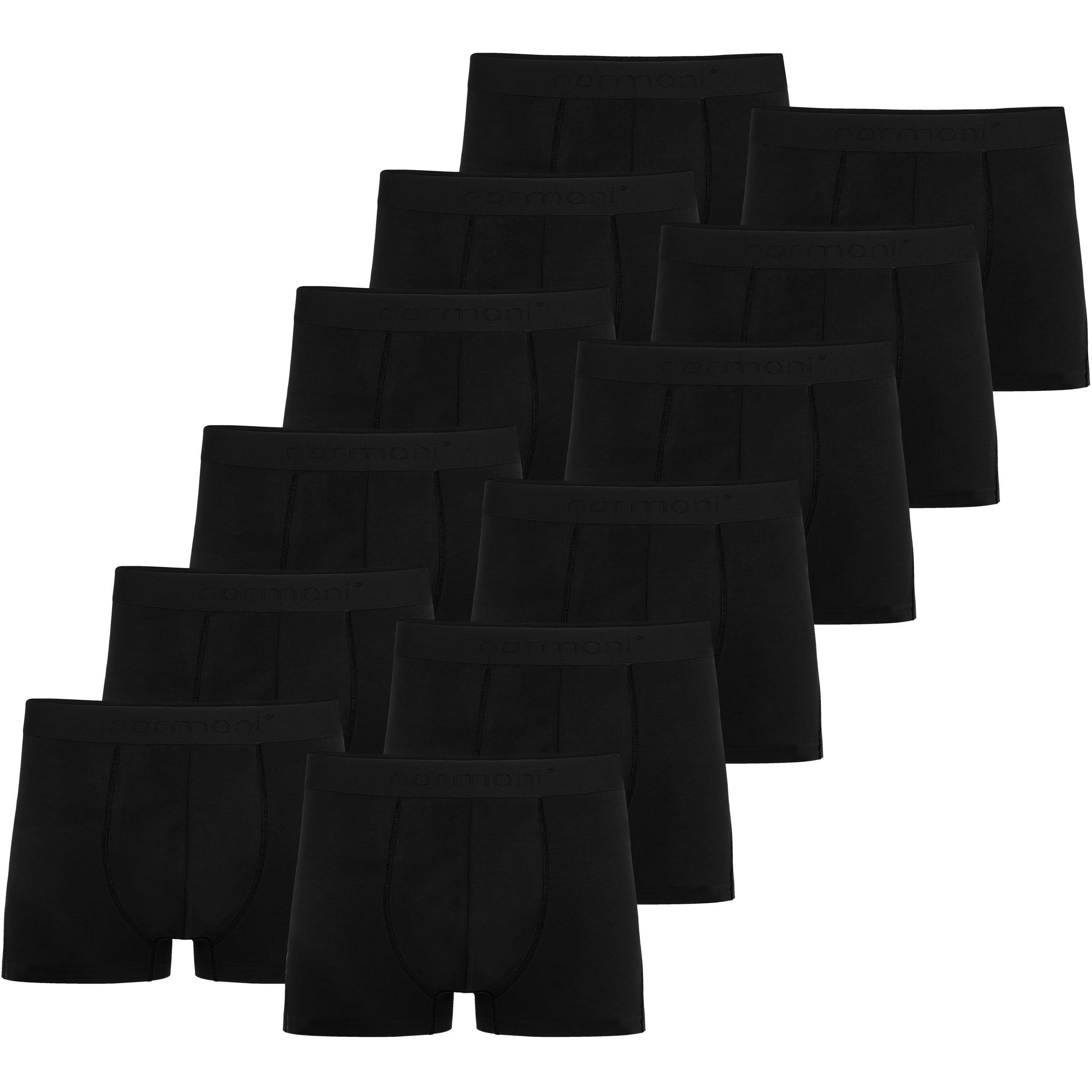 Normani, Herren, Unterhosen, 12 x Herren Baumwoll-Boxershorts, Schwarz, (3XL, 12er Pack)