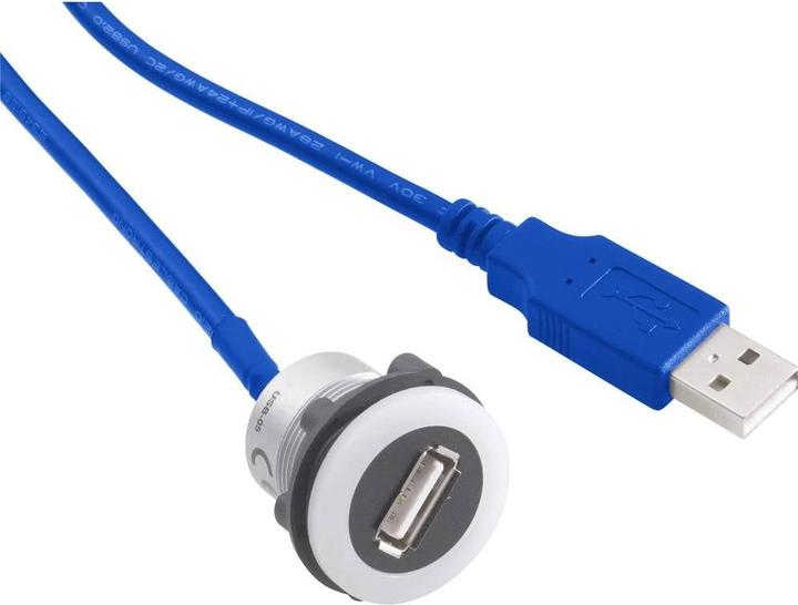 Tru Components USB-Einbaubuchse Buchse, Einbau USB-12-BK USB-Buchse Typ A auf USB-Stecker Typ A mit 60 cm Kabel Inh