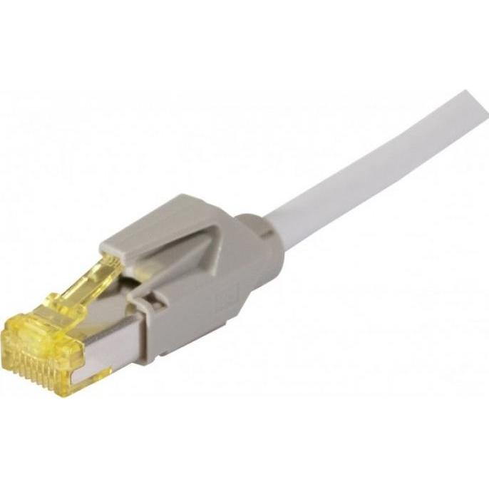 Tecline Patchkabel S/FTP, PiMF, Cat 6a, grau, 2,0 m Für 10 Gigabit/s, halogenfrei, mit Draka-Kabel und Hiros (S/FTP, CAT...