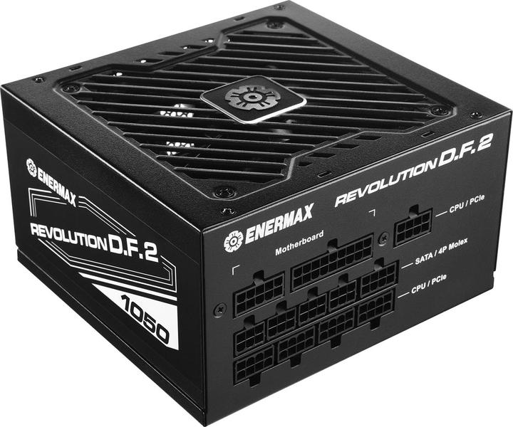 Actual product image Enermax REVOLUTION D.F. 2 1050W Compact Gaming Streaming ATX PSU 80Plus Gold Semi-Modular Semi-Fanle (1050 W)