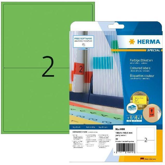 Produktbild HERMA Farbige Etiketten A4 ablösbar