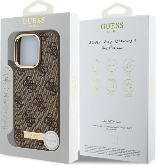 Produktbild Guess GUHMP16LU4GPRW iPhone 16 Pro 6.3" brązowy/brown hardcase 4G Logo Plate MagSafe (Apple iPhone 16 Pro)