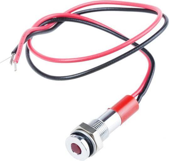 Immagine prodotto RS PRO 6mm flush satin chr LED wires, red 12Vdc