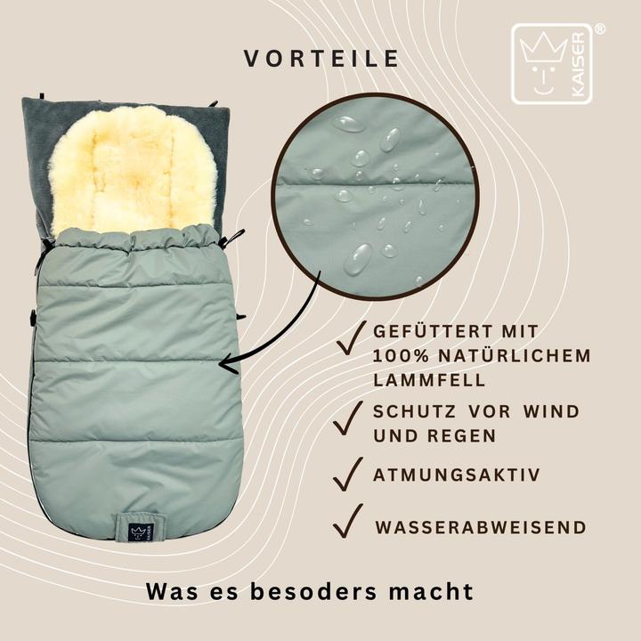 Produktbild Kaiser Baby Kaiser Thermo Fusssack mit Lammfelleinlage Sheepy, salbei green