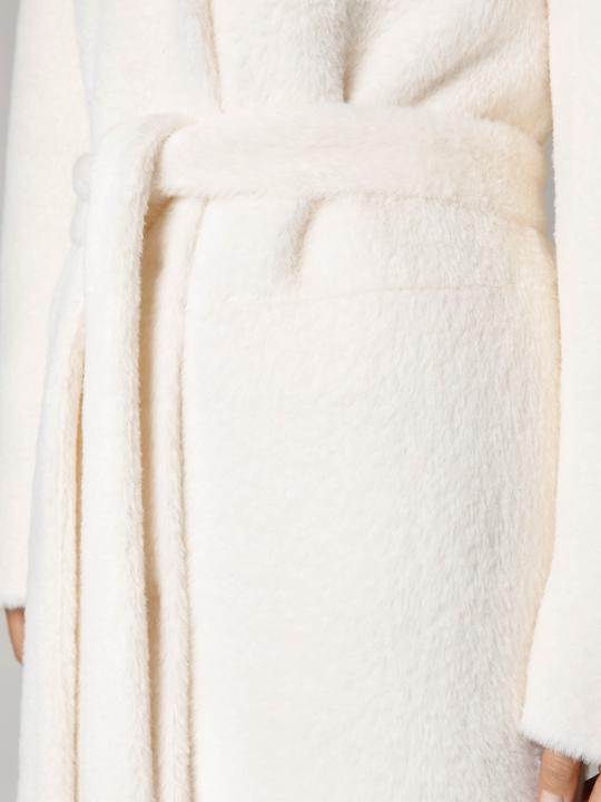 Produktbild Furnari Glatter Ökofell-Mantel mit Kapuze - Schnee-Weiss (44,46)